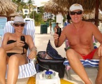 Tarzan and Jayn on the beach in Aruba.