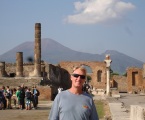 Tarzan in Pompeii with Mount Versuvius in the back ground.