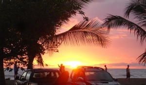 The sun seting on Jaco Beach, Costa Rica.